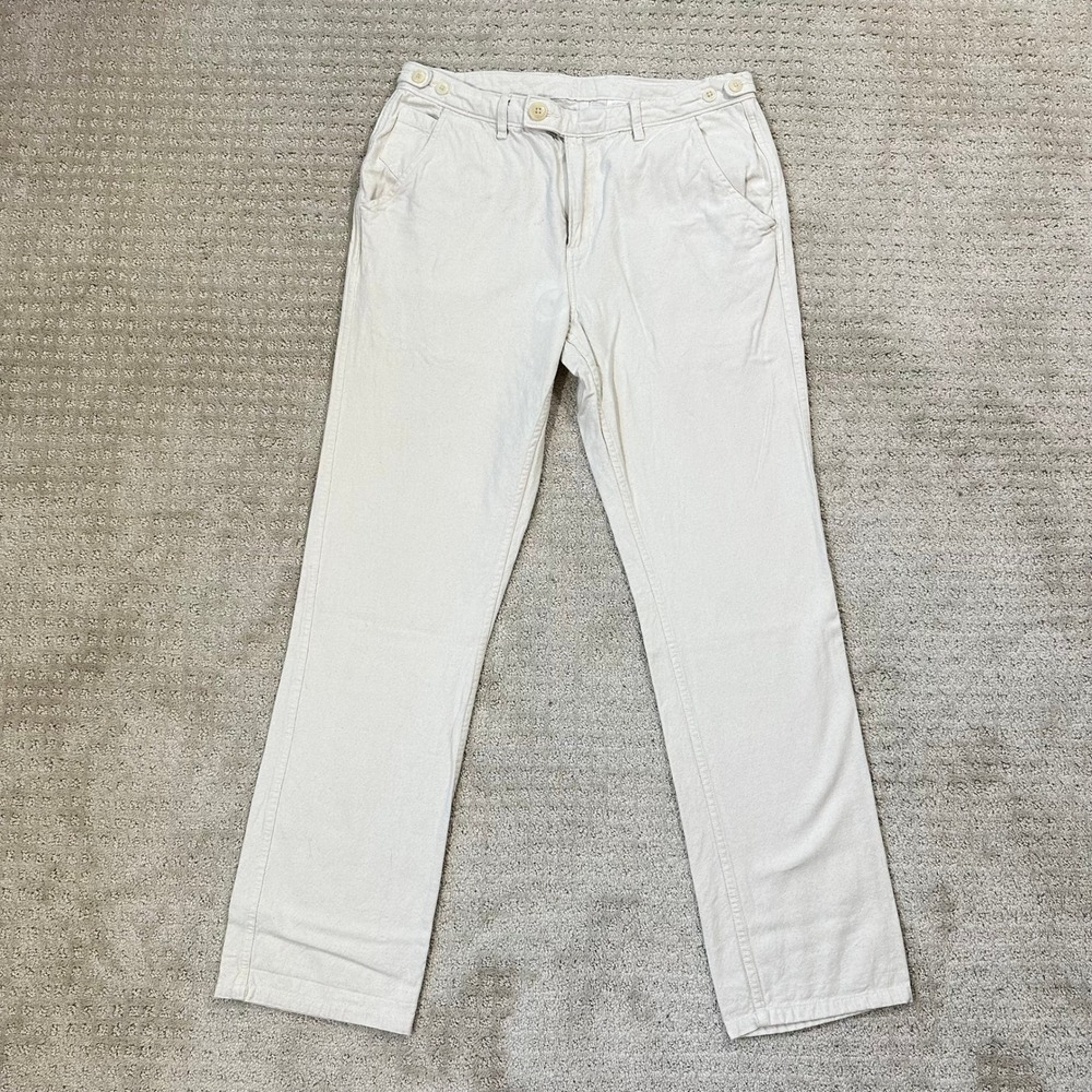 Corridor New York Chino Pants Mens 32x30 Cream Ivory Cotton Straight Button Fly